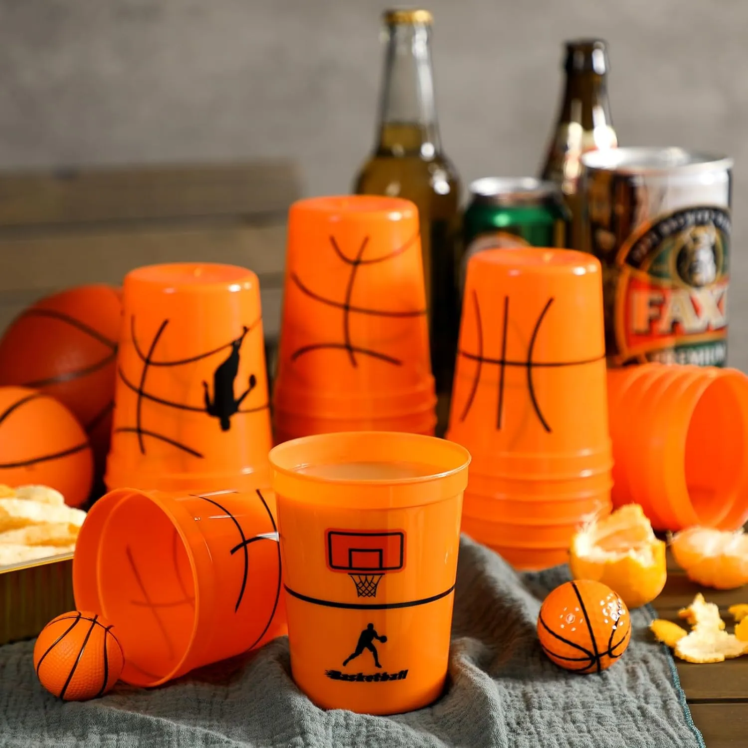 Norme 24 Pcs Basketball Plastic Cups Bulk Basketball Party Supplies Tableware Reusable Drink Cups 16 oz Ball Design for Birthday Party Dinnerware Decoration Events Family Dinner