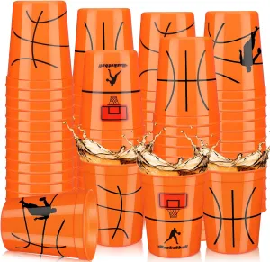 Norme 24 Pcs Basketball Plastic Cups Bulk Basketball Party Supplies Tableware Reusable Drink Cups 16 oz Ball Design for Birthday Party Dinnerware Decoration Events Family Dinner