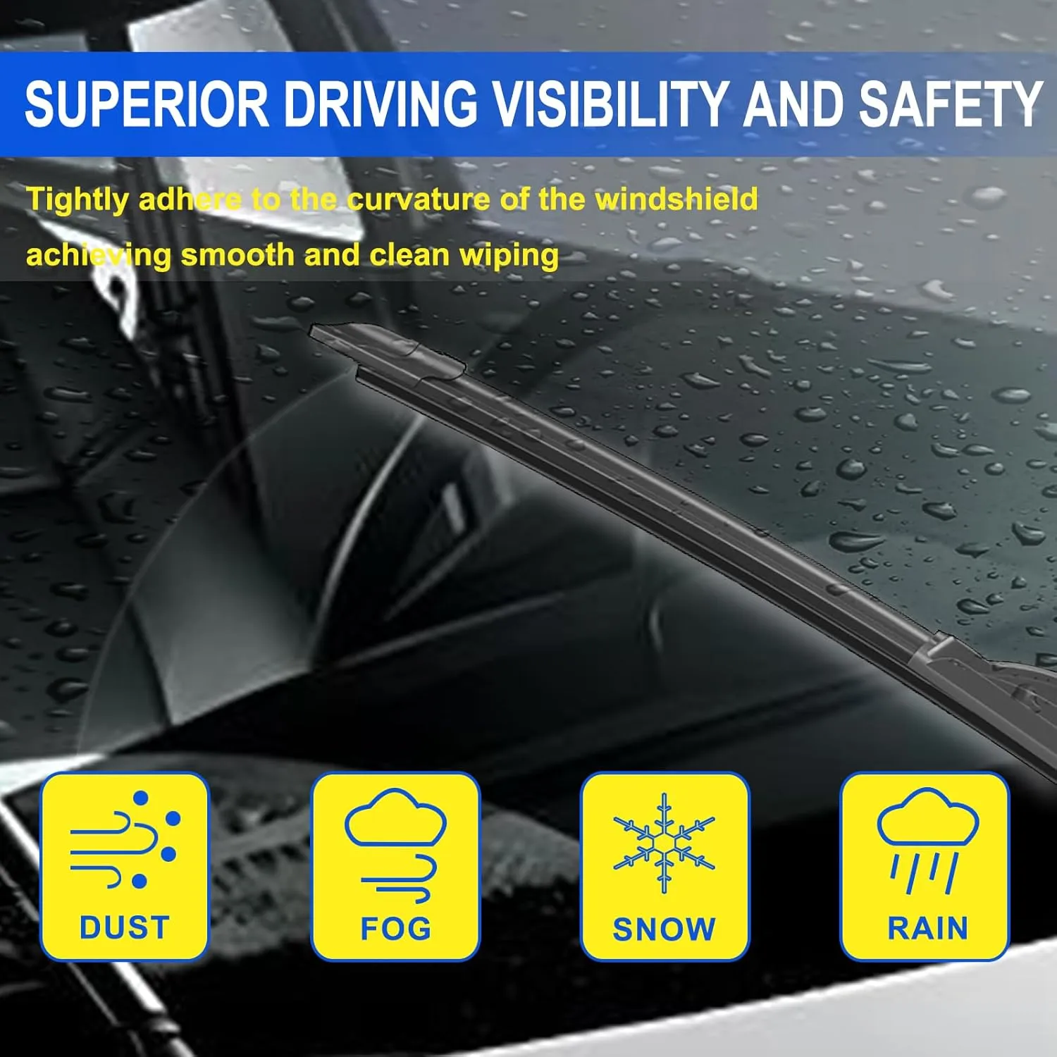 OEM Quality 26"   19" Premium All-Seasons Durable Stable and Quiet Windshield Wiper Blades-J Hook Wipers(Set of 2)