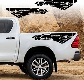 Off Road Mountains Forest Graphic Vinyl Stripe Decoration Accessories Sticker Universal Decorative Sticker Trunk Car Decal for Pickup Trucks (2Pcs) (Matt Black)