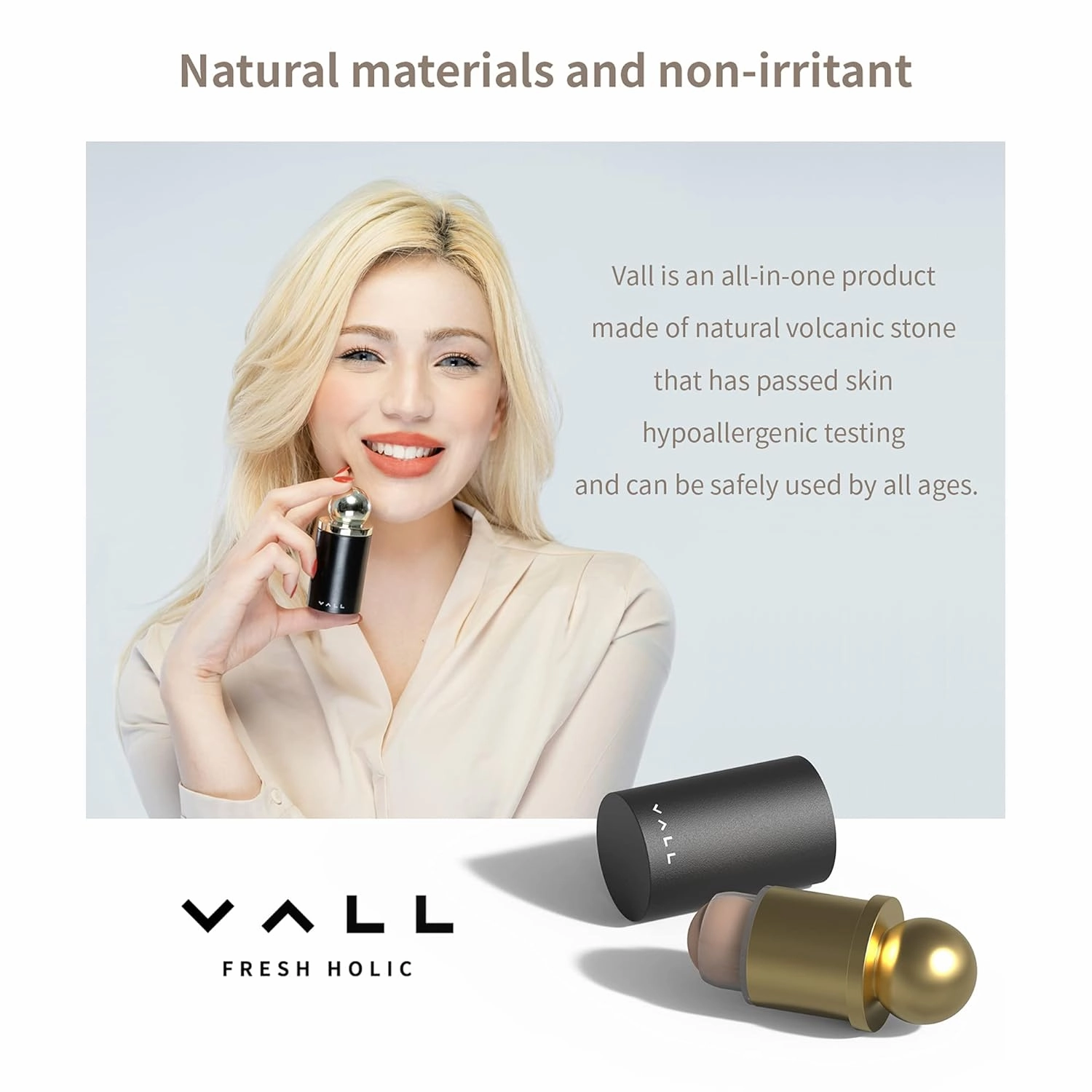 Oil-Absorbing Volcanic Face Roller, Face Oil Remover, Face Massage, Reusable Face Oil Absorbing Skincare Tool [ Volcanic Stone Ball ] - Blue