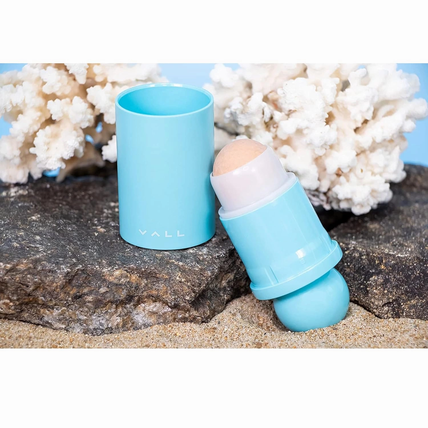 Oil-Absorbing Volcanic Face Roller, Face Oil Remover, Face Massage, Reusable Face Oil Absorbing Skincare Tool [ Volcanic Stone Ball ] - Blue