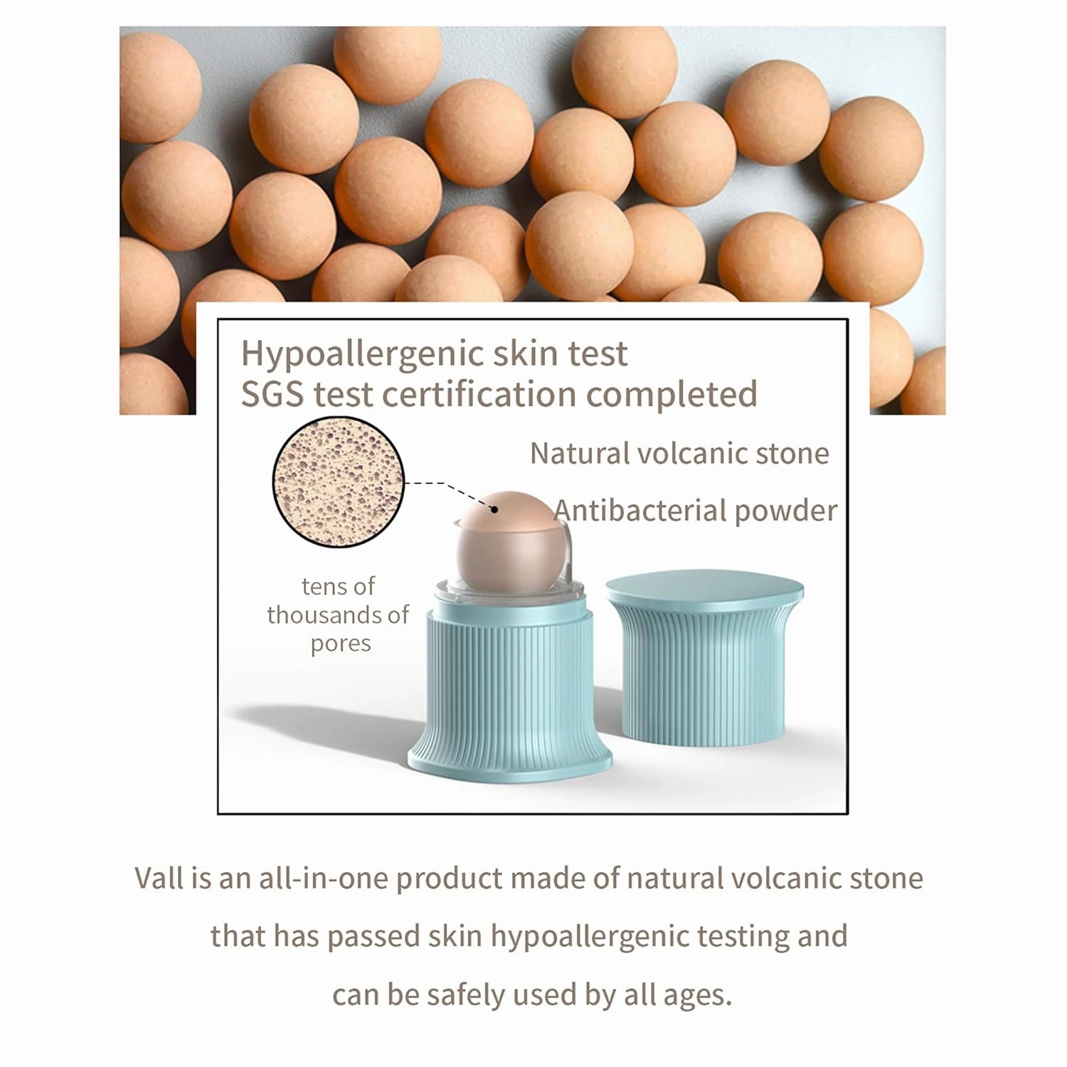 Oil-Absorbing Volcanic Face Roller, Face Oil Remover, Face Massage, Reusable Face Oil Absorbing Skincare Tool [ Volcanic Stone Ball ] - Blue