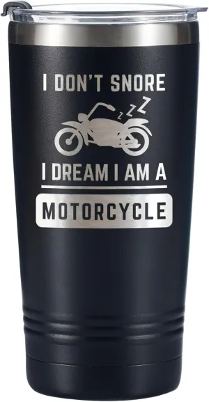 Onebttl Motorcycle Gifts for Men, I Don't Snore I Dream I'm a Motorcycle, Tumbler Travel Coffee Mug, Dad Grandpa Biker Rider, Stainless Steel 20oz/590ml - Design A