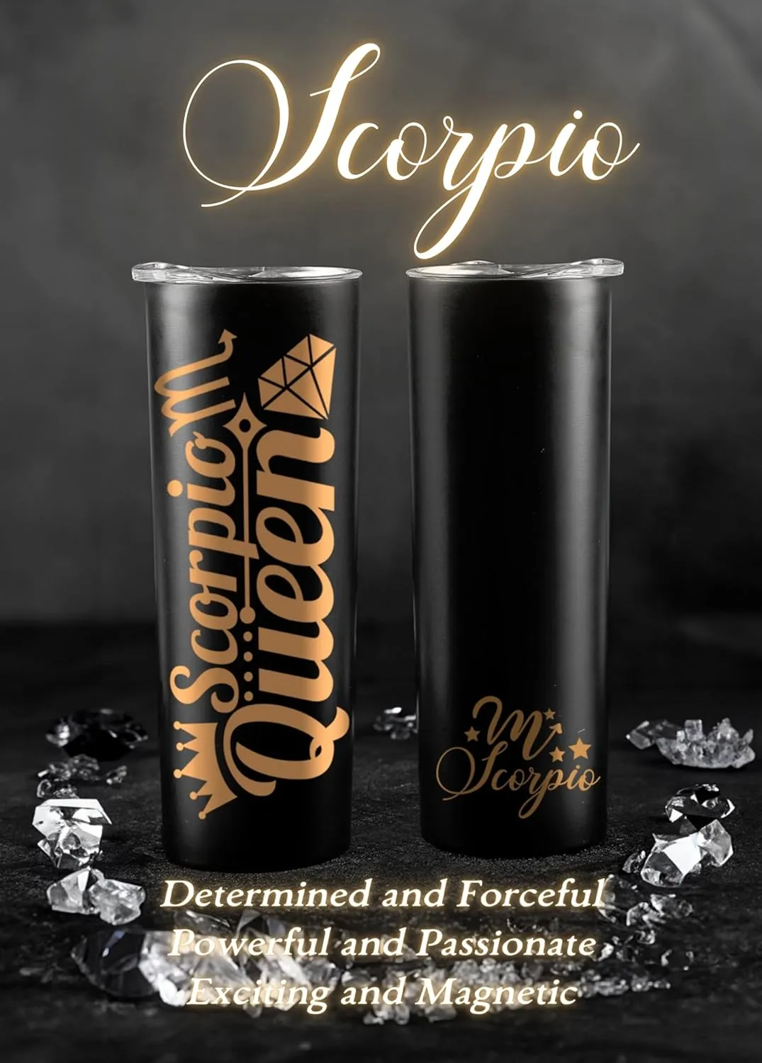 Onebttl Zodiac Gifts for Women, Best Friend Birthday Gifts for Her, 20oz Stainless Steel Tumbler, Printed Logo Black, Scorpio