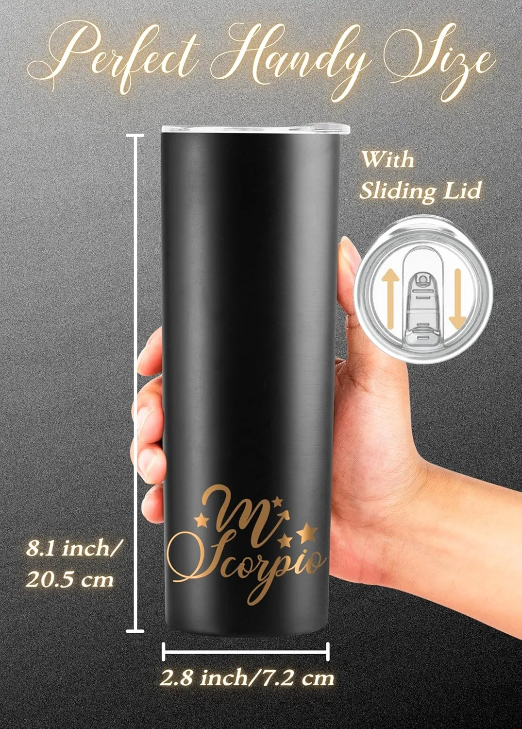Onebttl Zodiac Gifts for Women, Best Friend Birthday Gifts for Her, 20oz Stainless Steel Tumbler, Printed Logo Black, Scorpio