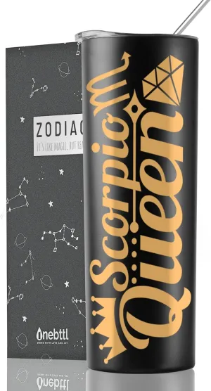 Onebttl Zodiac Gifts for Women, Best Friend Birthday Gifts for Her, 20oz Stainless Steel Tumbler, Printed Logo Black, Scorpio