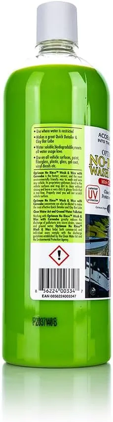 Optimum No Rinse Wash and Wax – 32 oz., Rinseless Car Wash and Wax in One System, ONR Formulated with Carnauba Wax with UV Protection, Use as Car Wax, RV Wax, Airplane Wax, Boat Wax, Motorcycle Wax