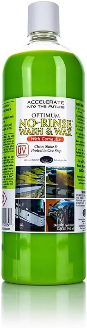Optimum No Rinse Wash and Wax – 32 oz., Rinseless Car Wash and Wax in One System, ONR Formulated with Carnauba Wax with UV Protection, Use as Car Wax, RV Wax, Airplane Wax, Boat Wax, Motorcycle Wax