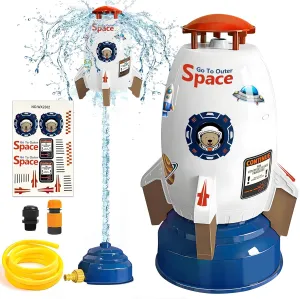 Outdoor Yard Sprinkler Toy Rocket Sprinkler Summer Toy | Water Pressure Control Flight Altitude | Water Sprayer Toys Gifts for Kids 3 Years and Up (with Water Hose)