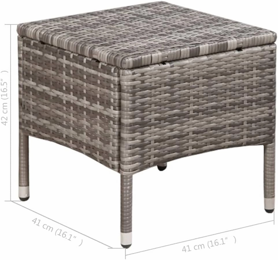 Outdoor Patio Chair and Stool Set with Cushions, PE Rattan Gray 2-Piece Furniture for Backyard Poolside Deck