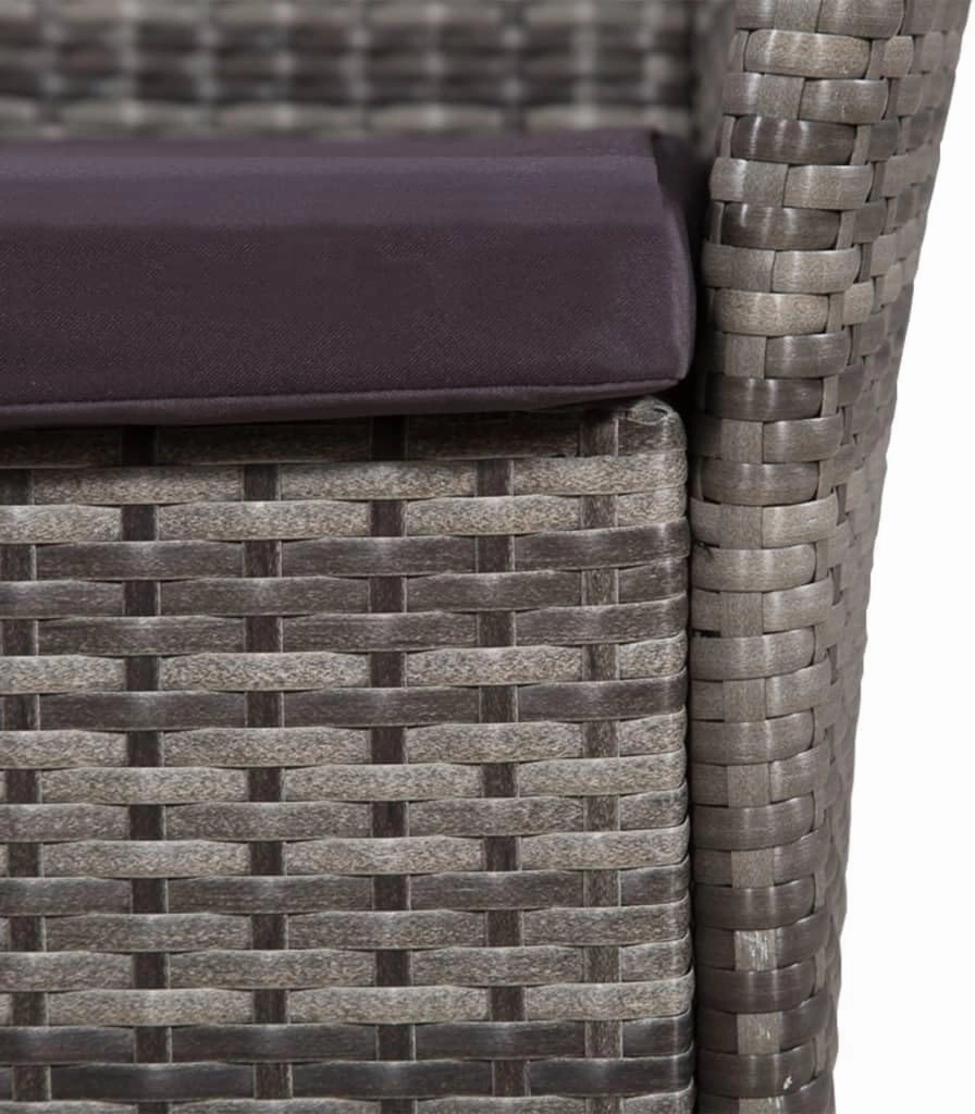 Outdoor Patio Chair and Stool Set with Cushions, PE Rattan Gray 2-Piece Furniture for Backyard Poolside Deck