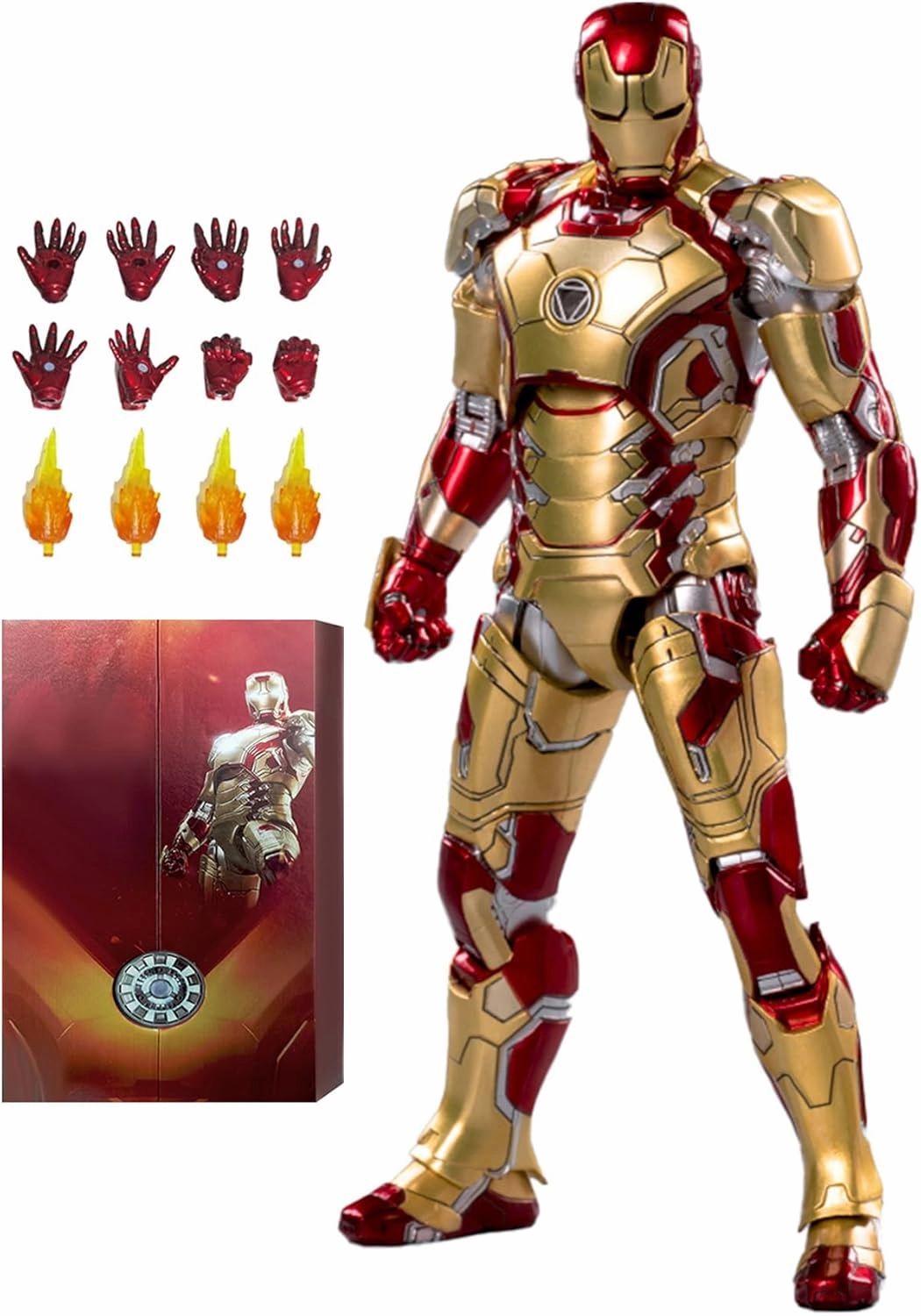 OVONNI 7 Inch Ironman MK42 Action Figure,Exquisite Painting Collectible Figure with Lots of Accessories (1/10 Scale)