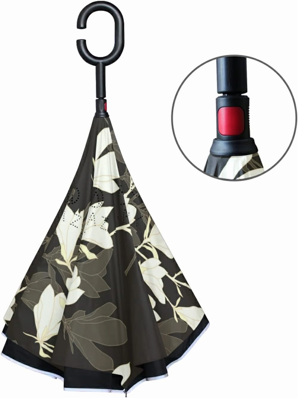 Oyihfvs Double Layer Inverted Umbrella, With C-Shaped Handle Windproof UV Proof Durable Parasol, For Men Women Outdoor Folding Rain Sun