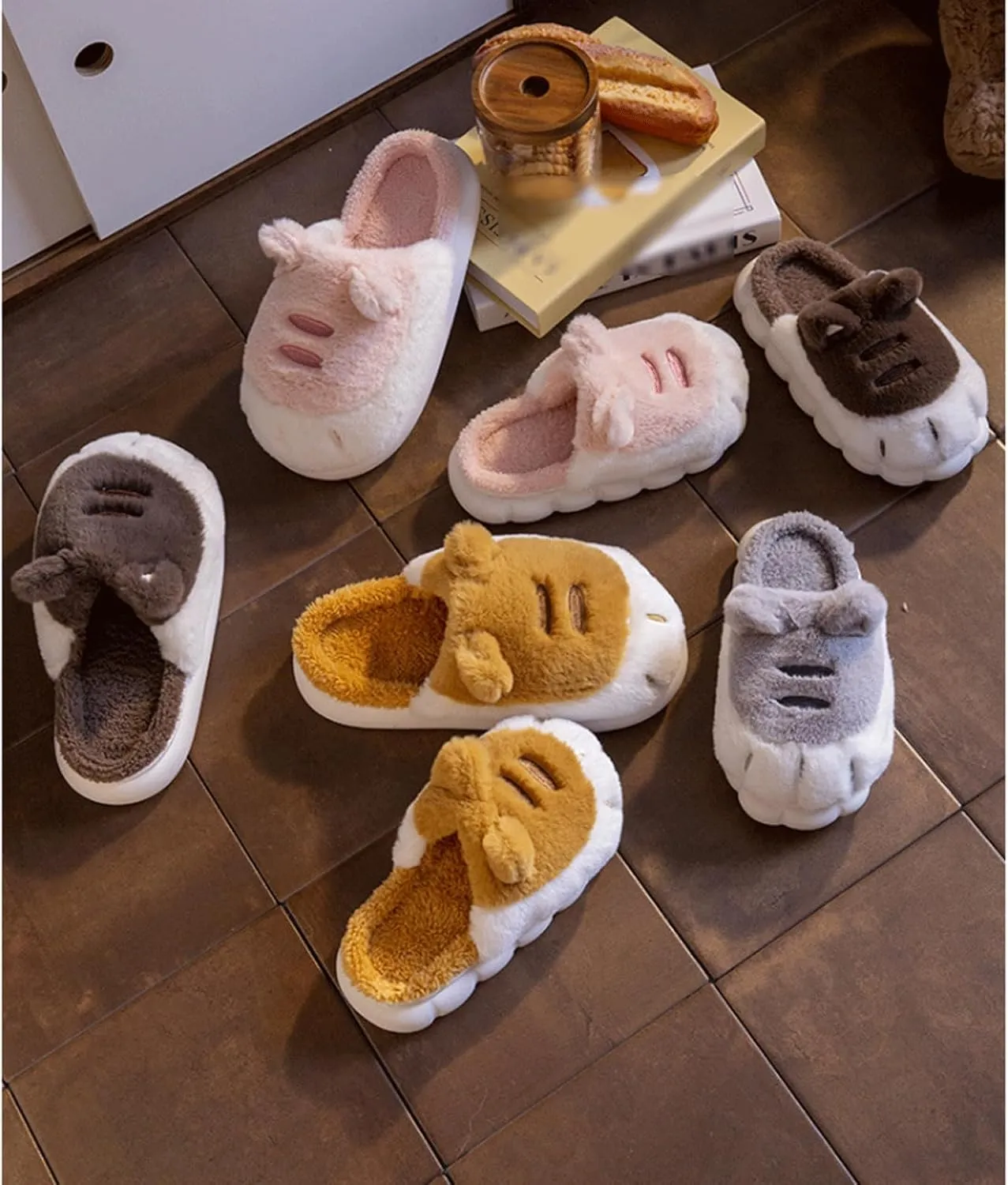 Pantuflas Cute Animal Paw Slippers Kawaii Cartoon Tiger Claw Soft Plush Slippers Winter Warm Fuzzy House Shoes Indoor Home Fur Slippers for Women Men Kids Zapatillas Creative Gift