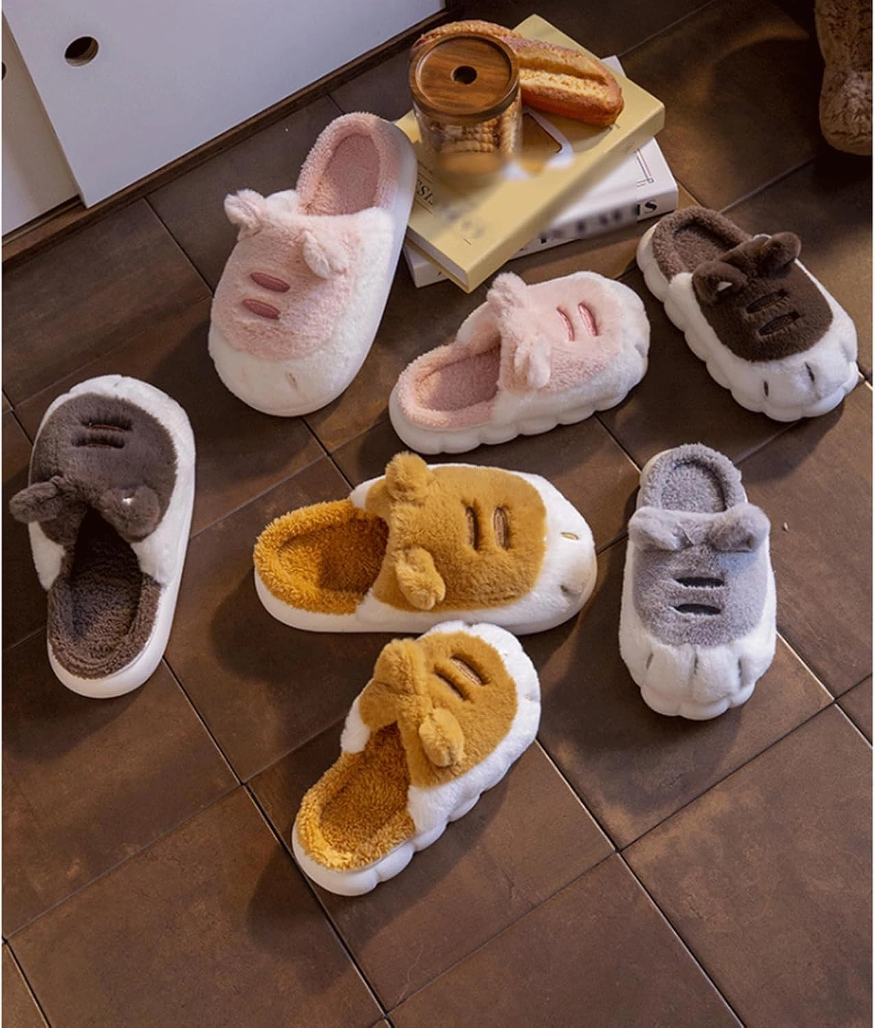 Pantuflas Cute Animal Paw Slippers Kawaii Cartoon Tiger Claw Soft Plush Slippers Winter Warm Fuzzy House Shoes Indoor Home Fur Slippers for Women Men Kids Zapatillas Creative Gift