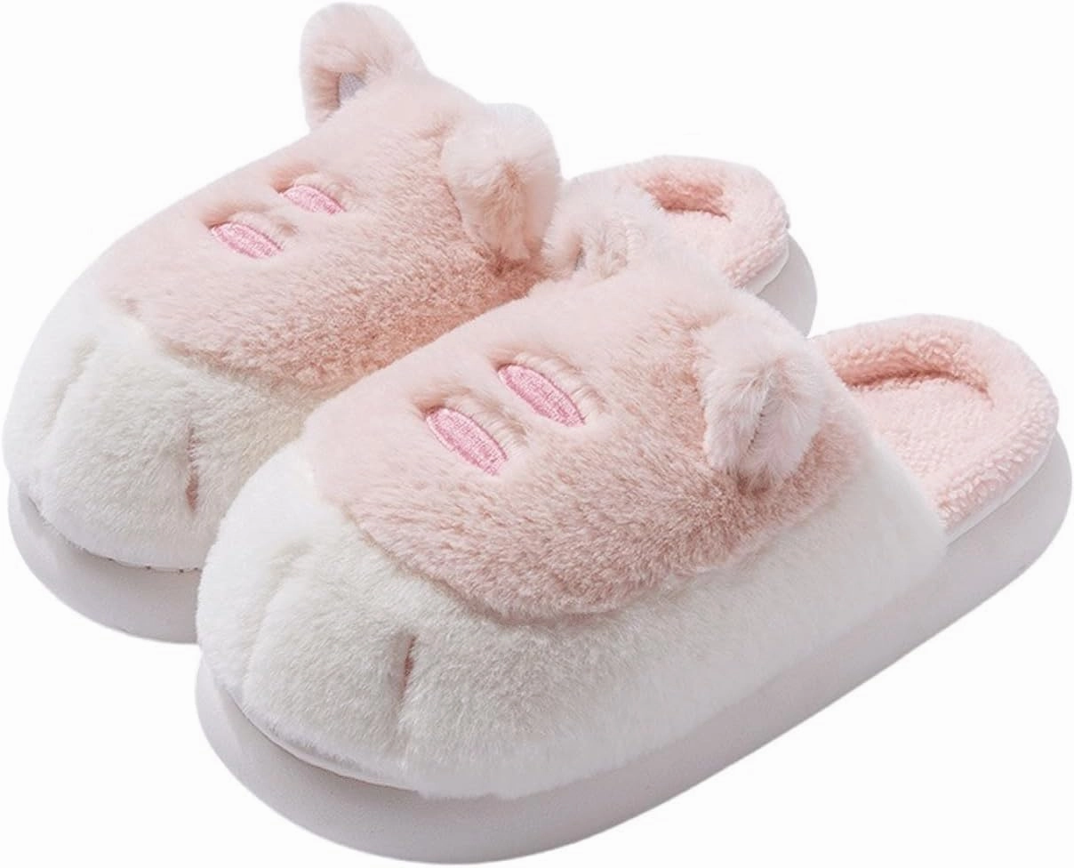 Pantuflas Cute Animal Paw Slippers Kawaii Cartoon Tiger Claw Soft Plush Slippers Winter Warm Fuzzy House Shoes Indoor Home Fur Slippers for Women Men Kids Zapatillas Creative Gift