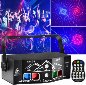 Party Lights, Sound Activated Stage Laser Lights with Remote Control, Disco DJ Lights Strobe Light Rave - Dance Floor Light Rotating with Patterns for Christmas Wedding Birthday Bar