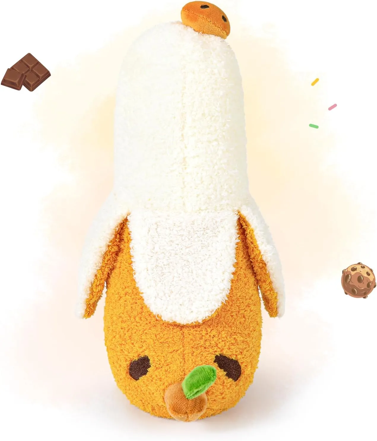 PEACH CAT Cookies Banana Duck Plush Pillow with Chocolate Chip Body Plushies Toy Cute Dessert Stuffed Animals Gifts for Kids Khaki 19.7"