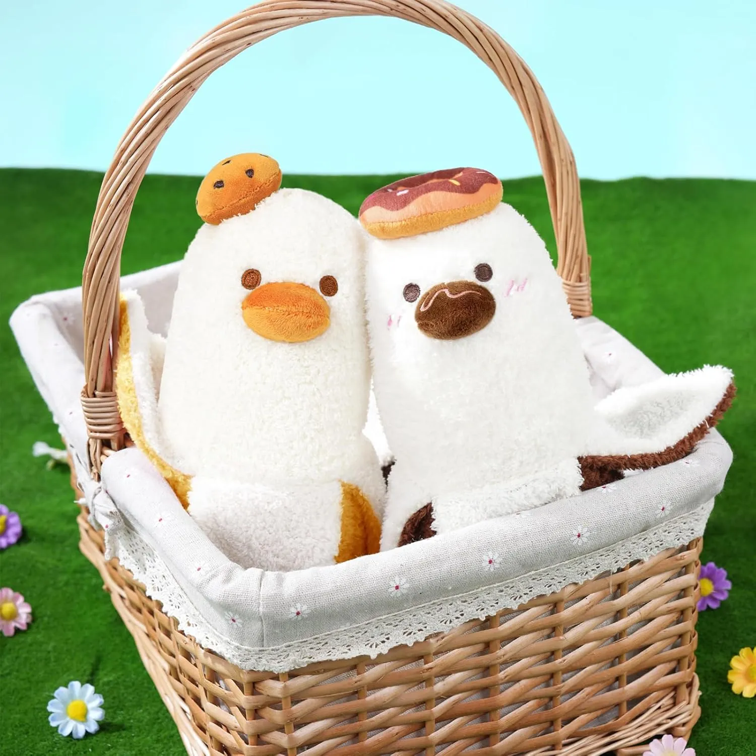 PEACH CAT Cookies Banana Duck Plush Pillow with Chocolate Chip Body Plushies Toy Cute Dessert Stuffed Animals Gifts for Kids Khaki 19.7"
