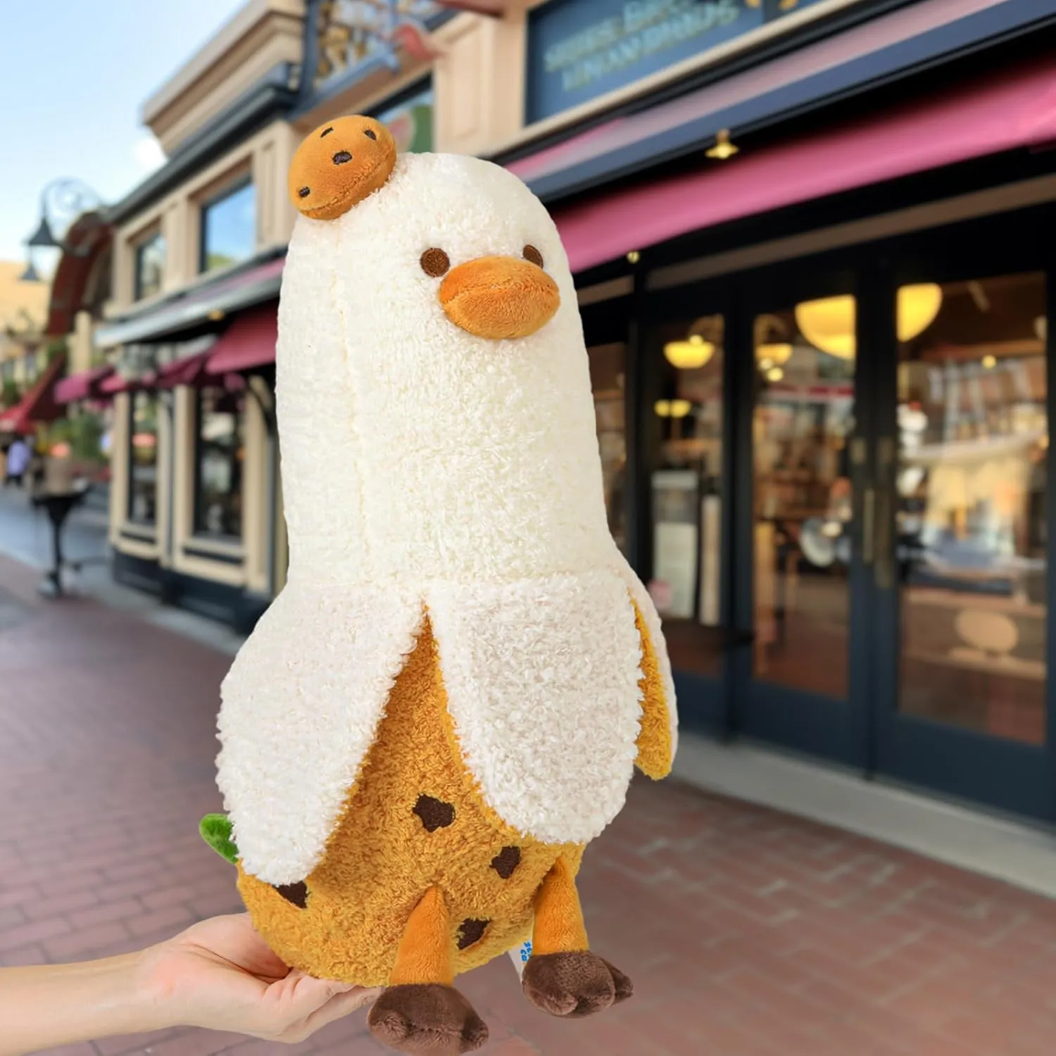 PEACH CAT Cookies Banana Duck Plush Pillow with Chocolate Chip Body Plushies Toy Cute Dessert Stuffed Animals Gifts for Kids Khaki 19.7"