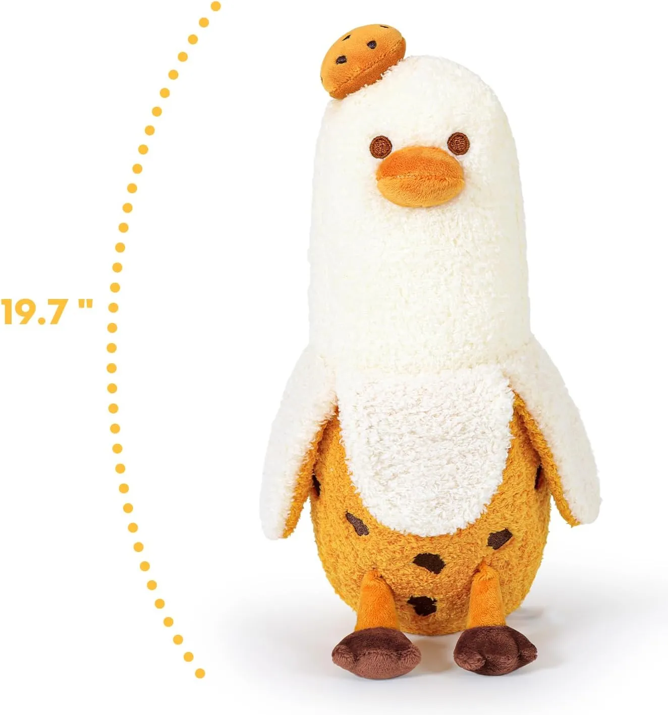 PEACH CAT Cookies Banana Duck Plush Pillow with Chocolate Chip Body Plushies Toy Cute Dessert Stuffed Animals Gifts for Kids Khaki 19.7"