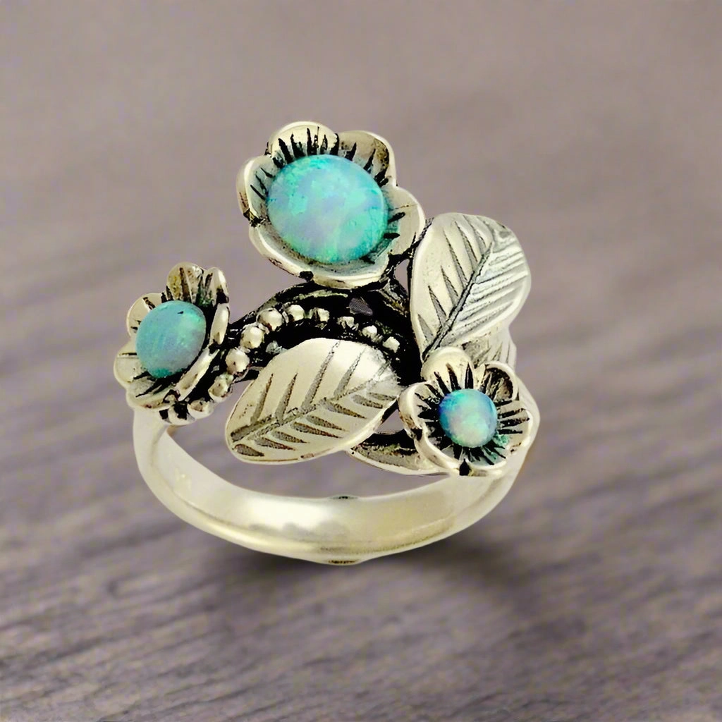 Pearls Silver Botanical Ring  - Tonight.
