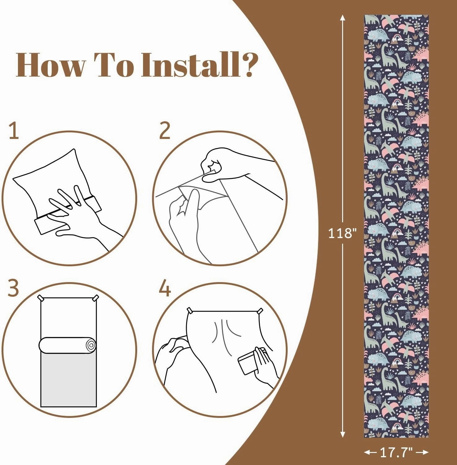 Peel and Stick Wallpaper Self Adhesive Wall Mural Cute dino Mom Baby Cartoon dinosaur family seamless pattern cute dino Contact Paper Renter Friendly Wallpaper for Kitchen Nursery Bedroom 17.7"x118"