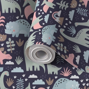 Peel and Stick Wallpaper Self Adhesive Wall Mural Cute dino Mom Baby Cartoon dinosaur family seamless pattern cute dino Contact Paper Renter Friendly Wallpaper for Kitchen Nursery Bedroom 17.7"x118"