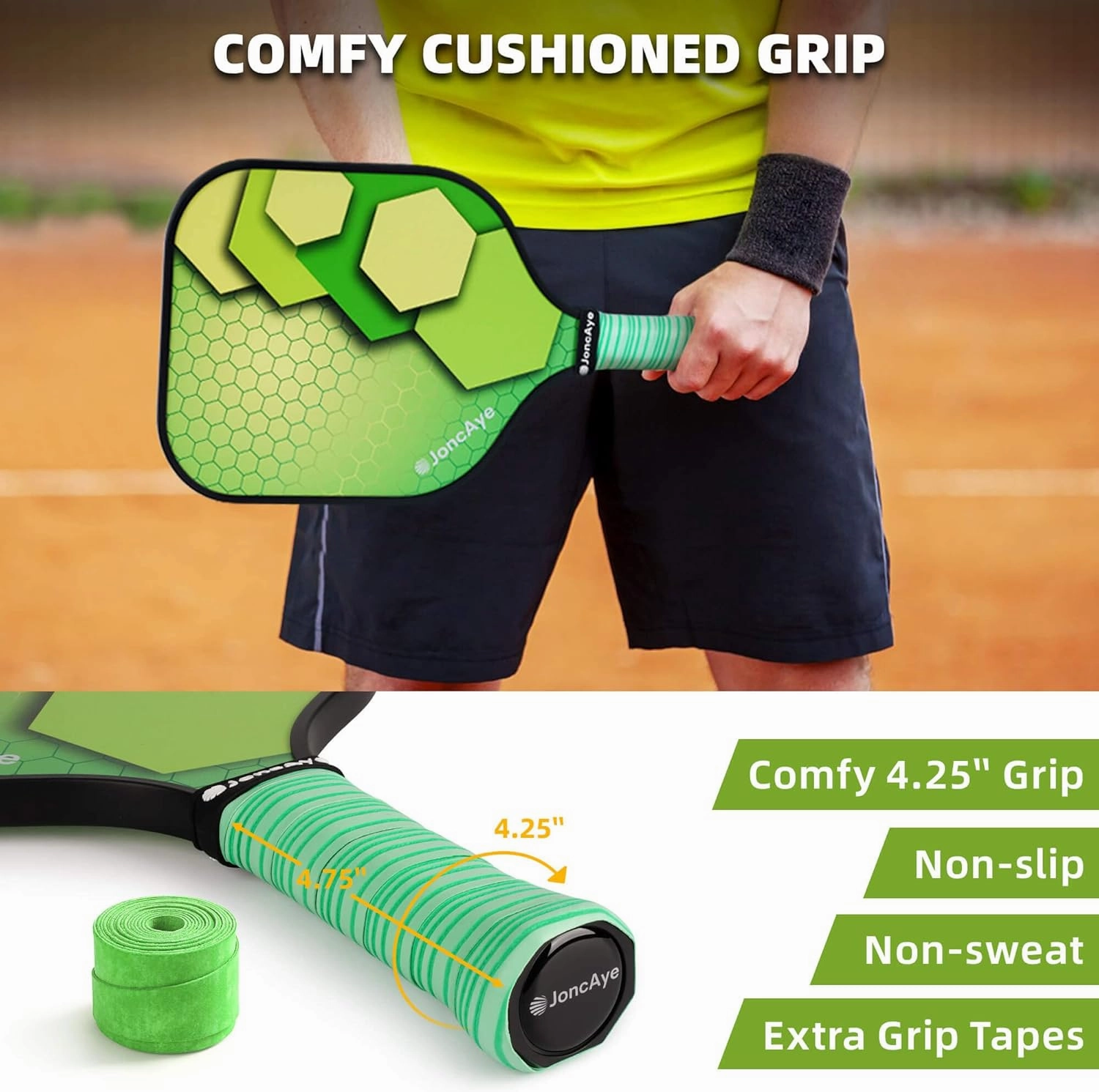 Pickleball-Paddles-Set of 4 or 2 Rackets by JoncAye, USAPA Approved Pickle-Ball Equipment with Balls, Bag, Accessories, Fiberglass Graphite Pickleball Racquet Set for Men, Women, Kids, Adults