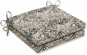 Pillow Perfect Outdoor/Indoor Corinthian Driftwood Square Corner Seat Cushions, 20" x 20", 2 Count,Black
