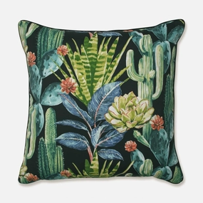 Pillow Perfect Outdoor/Indoor Pillow, Floor - 25" x 25", Black Hatteras Ebony