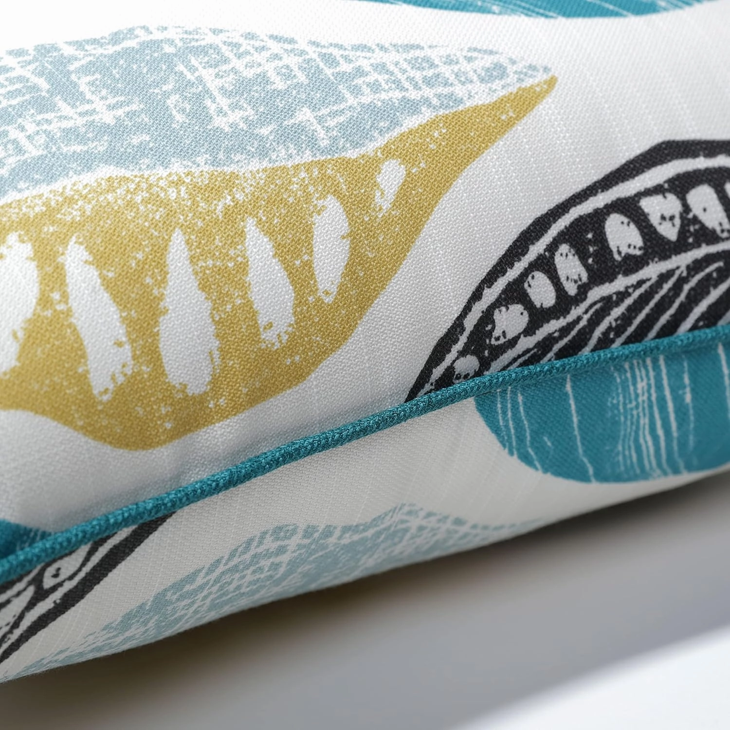 Pillow Perfect Outdoor/Indoor Pillow, Floor - 25" x 25", Blue Leaf Block Teal/Citron
