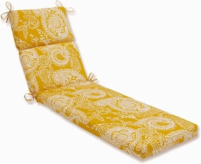 Pillow Perfect Paisley Indoor/Outdoor Split Back Chaise Lounge Cushion with Ties, Plush Fiber Fill, Weather, and Fade Resistant, 72.5" x 21", Yellow/Ivory Addie,
