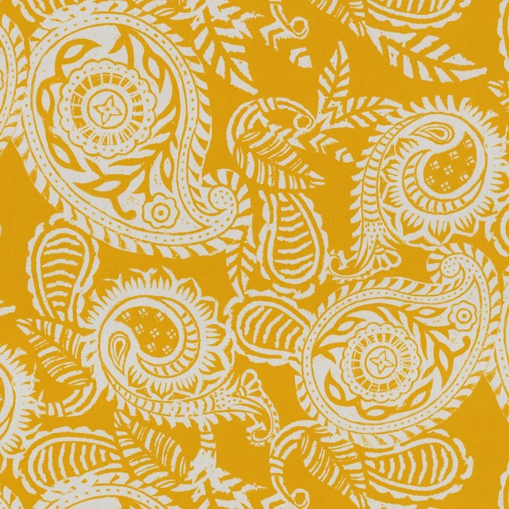 Pillow Perfect Paisley Indoor/Outdoor Split Back Chaise Lounge Cushion with Ties, Plush Fiber Fill, Weather, and Fade Resistant, 72.5" x 21", Yellow/Ivory Addie,