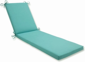 Pillow Perfect Pompeii Solid Indoor/Outdoor Patio Chaise Lounge Cushion Plush Fiber Fill, Weather and Fade Resistant, 80" x 23", Blue