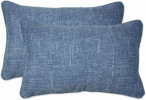 Pillow Perfect Tory Solid Indoor/Outdoor Lumbar Pillow Plush Fill, Weather and Fade Resistant, Lumbar - 11.5" x 18.5",, Blue, 2 Count