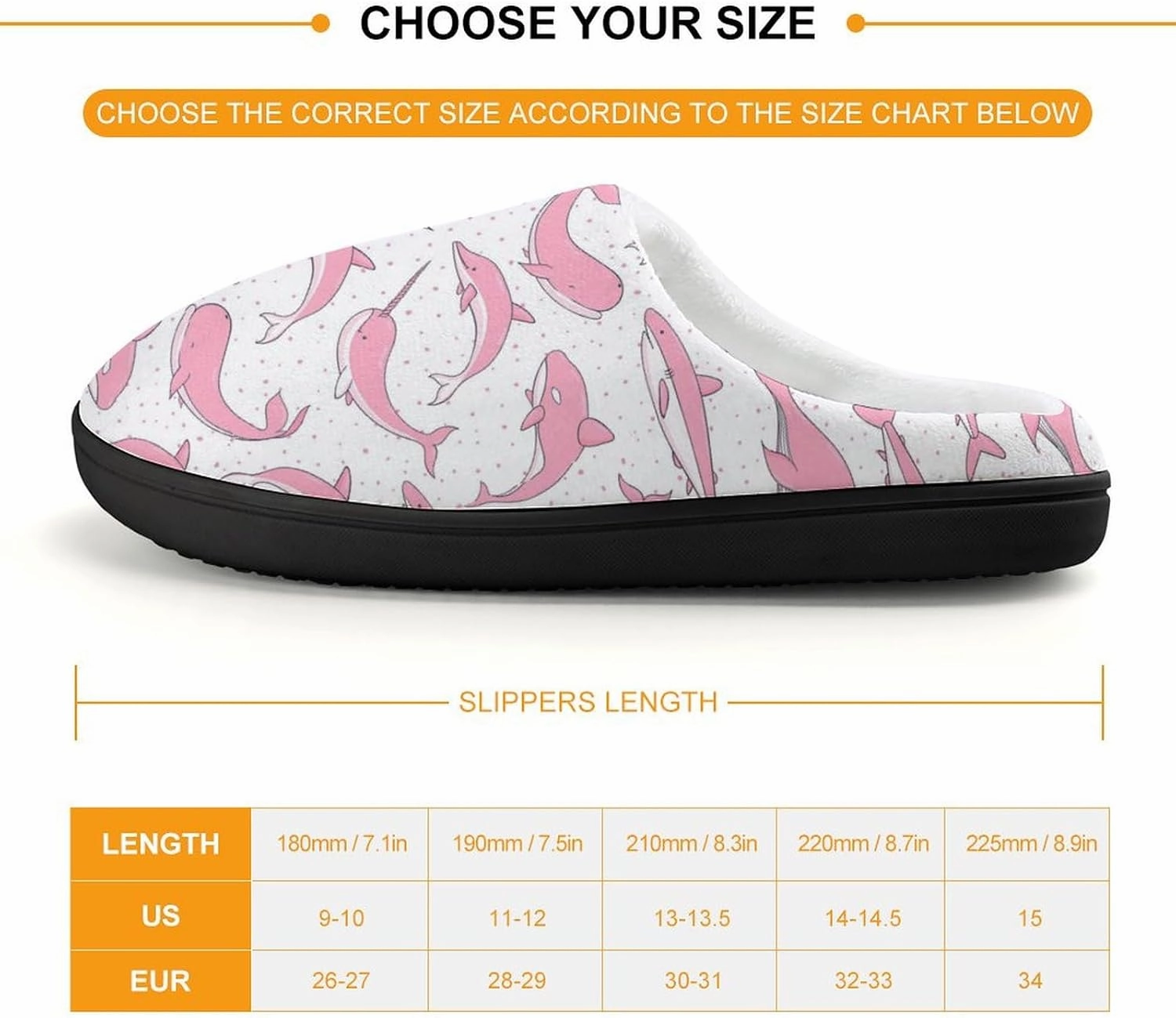 Pink Whales Sharks Narwhal Print Slippers for Boys Girls Home Cotton Slippers Non-Slip Warm Little Kids Slippers