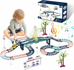 PIXATA Slot Car Race Track Set for Toddlers, Electric Car Track Playset with Sound and Light, Toys for 3-5 Year Old Boys and Girls