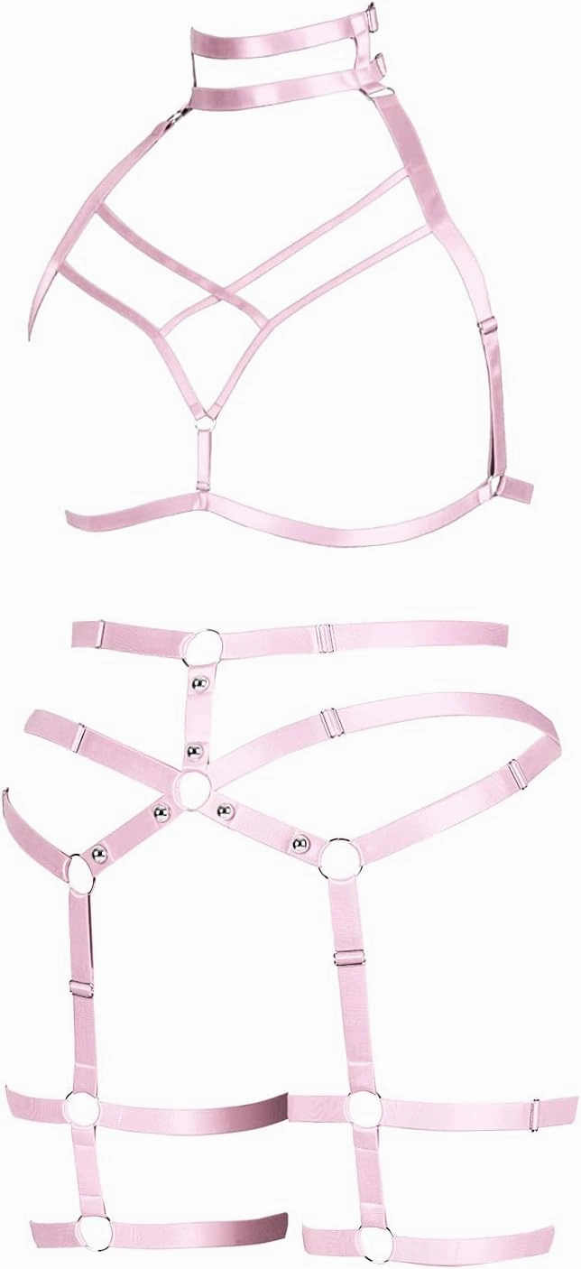 Plus Size Plump Garter Belt Set Full Body Harness for Women Lingerie cage Punk Festival Rave Gothic Bra Large Size Halloween