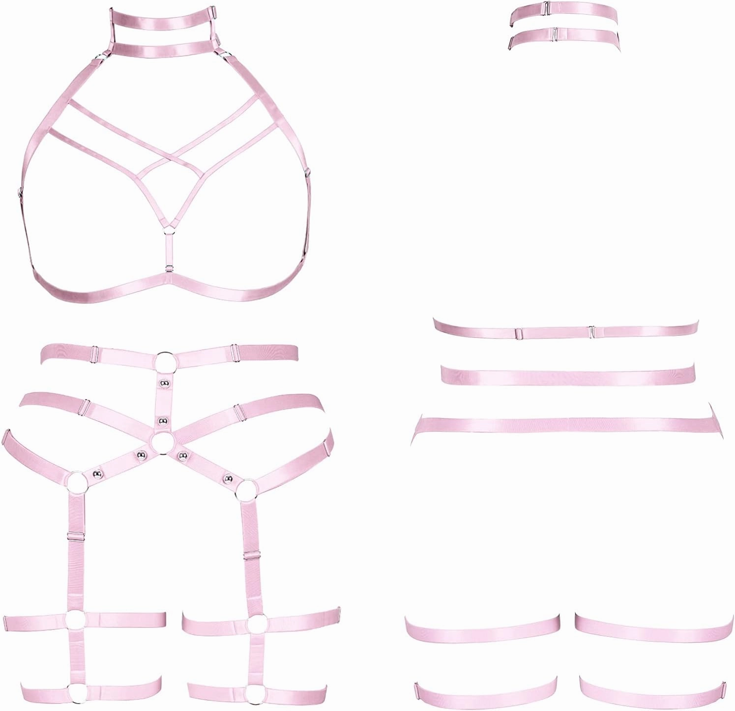 Plus Size Plump Garter Belt Set Full Body Harness for Women Lingerie cage Punk Festival Rave Gothic Bra Large Size Halloween