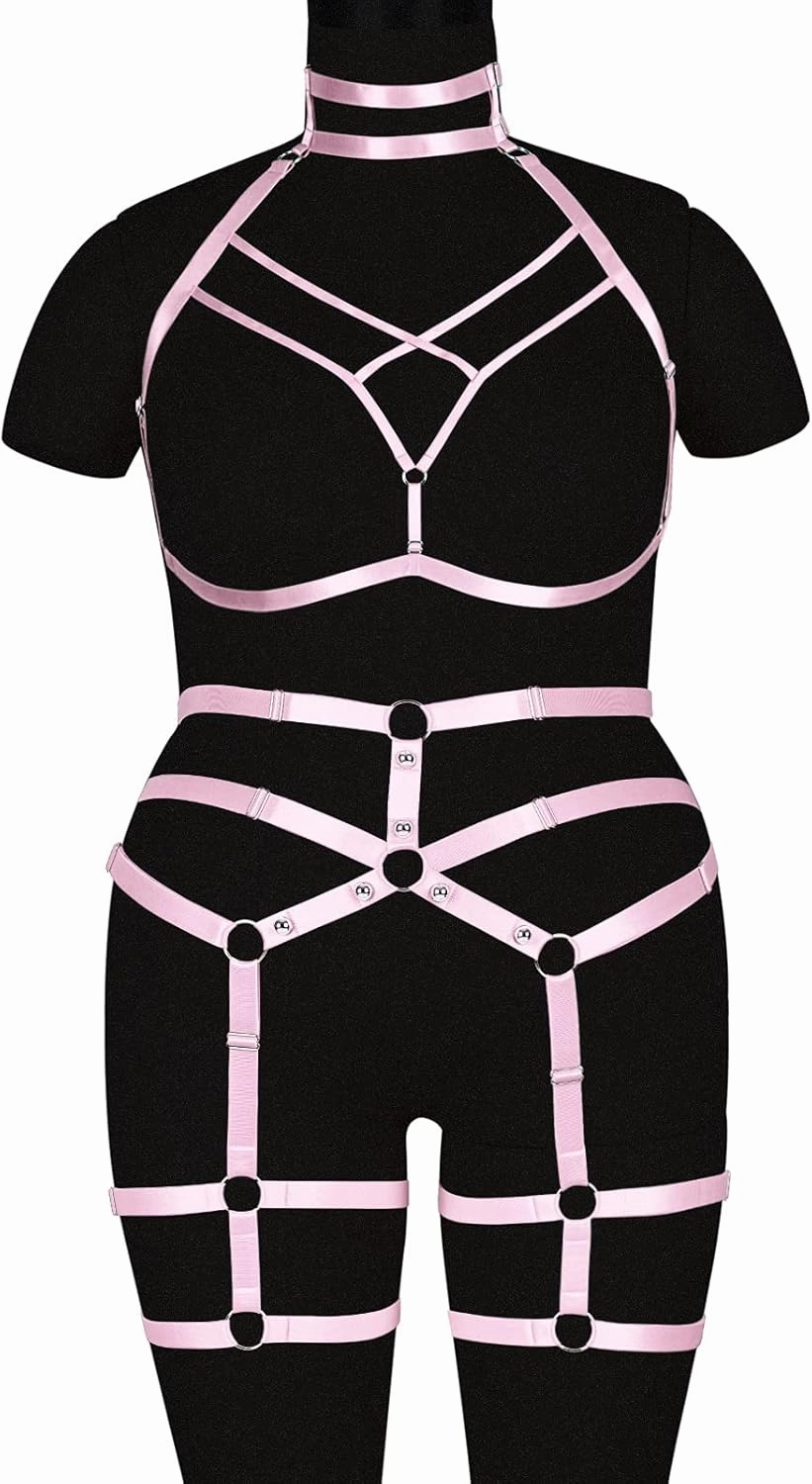 Plus Size Plump Garter Belt Set Full Body Harness for Women Lingerie cage Punk Festival Rave Gothic Bra Large Size Halloween