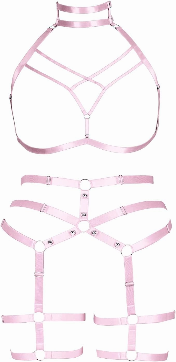 Plus Size Plump Garter Belt Set Full Body Harness for Women Lingerie cage Punk Festival Rave Gothic Bra Large Size Halloween
