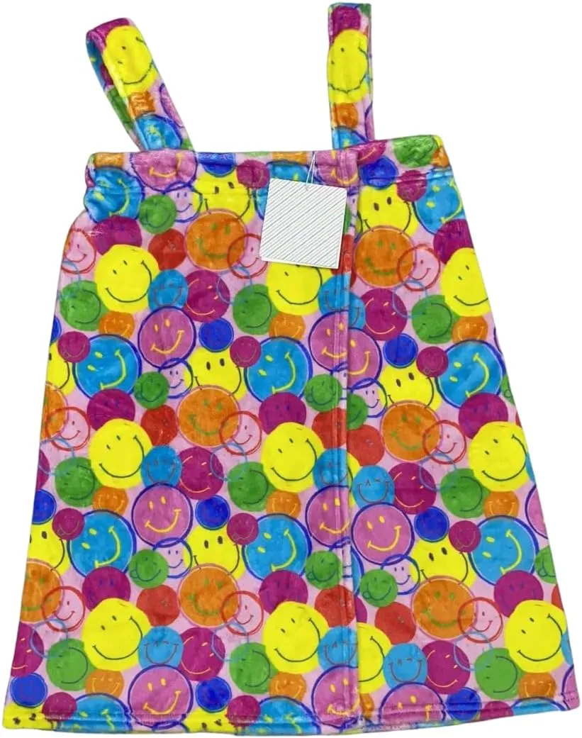 Plush Spa Wrap and Towel Neon Smiles Large, 12-16 Years