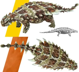 PNSO Pinacosaurus Bart Figure Realistic Ankylosauridae Dinosaur PVC Collector Toys Animal Art Model Decoration Gift for Adult