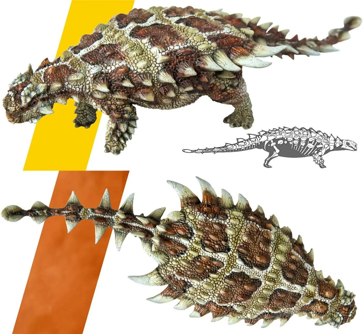 PNSO Pinacosaurus Bart Figure Realistic Ankylosauridae Dinosaur PVC Collector Toys Animal Art Model Decoration Gift for Adult