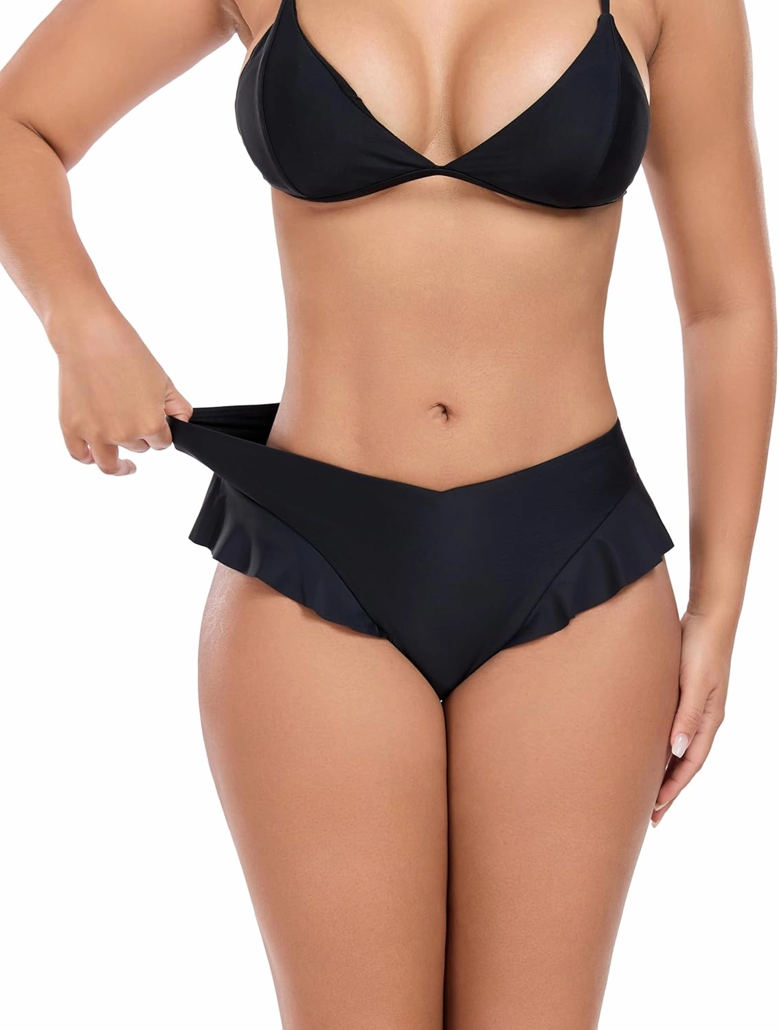 Pole Dancing Curvy Beach hot Spring Tight Hip Lift Belly Folds High Waist Swimsuit Bottom