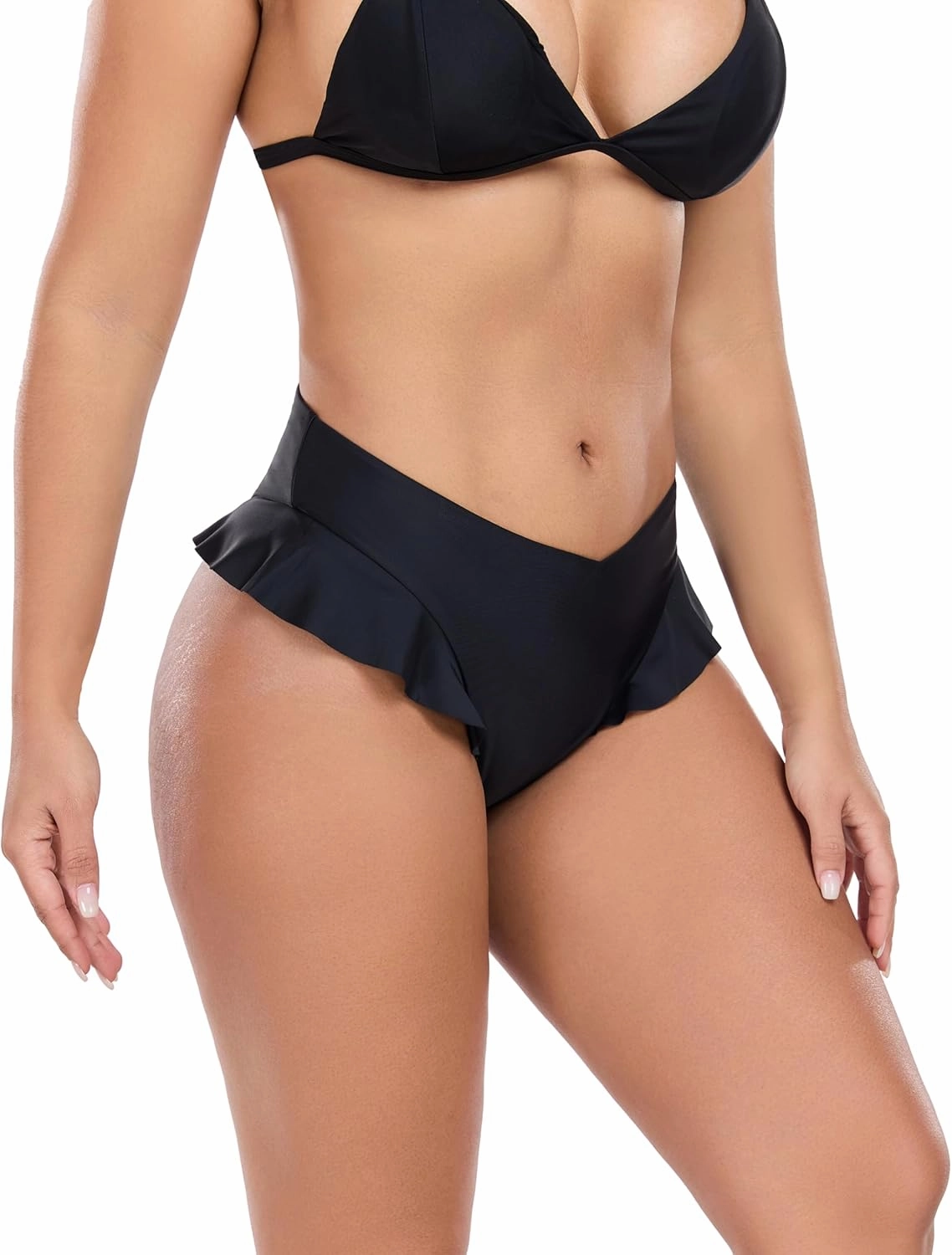 Pole Dancing Curvy Beach hot Spring Tight Hip Lift Belly Folds High Waist Swimsuit Bottom