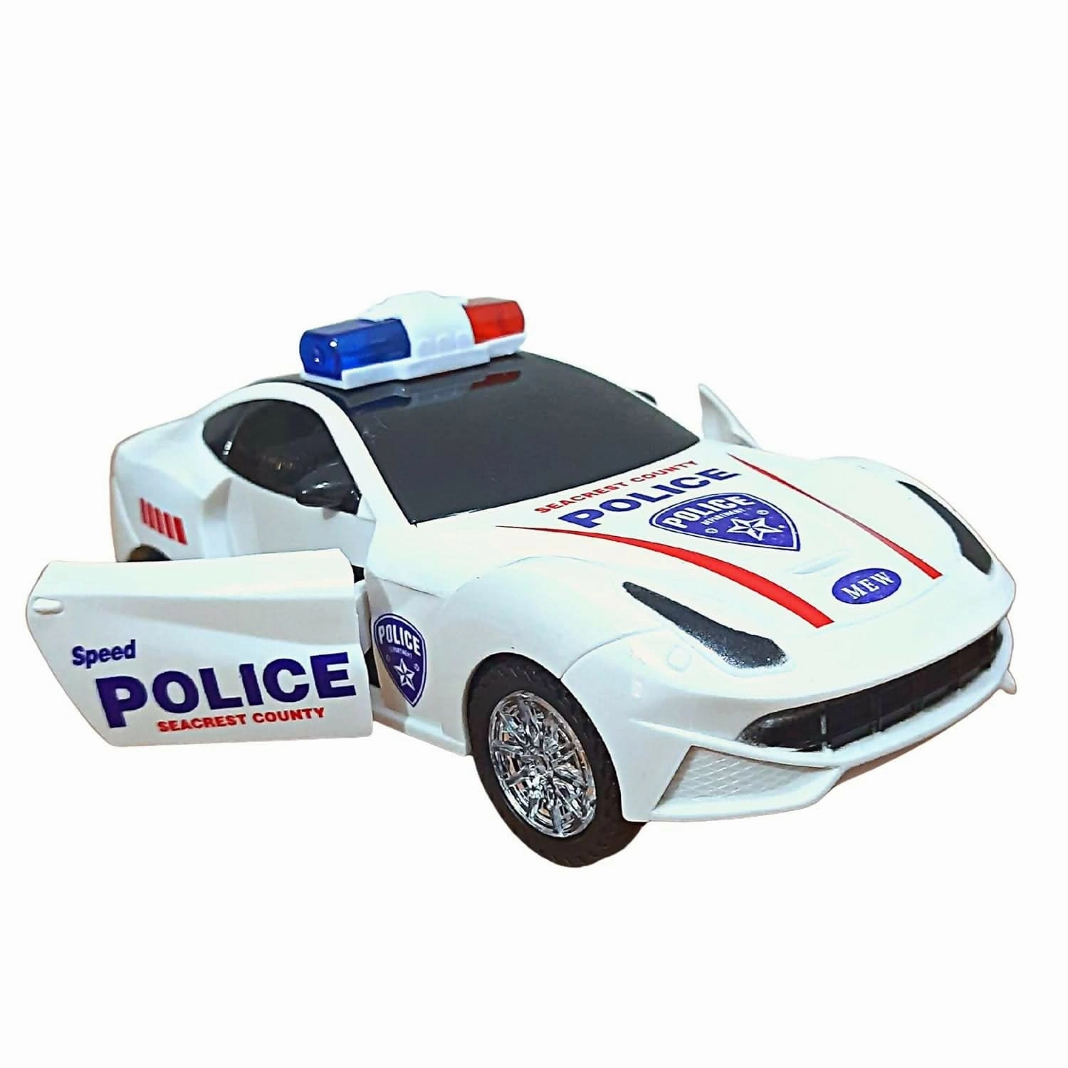 Police Car Toys for Kids with Siren and Light (Stunts), White