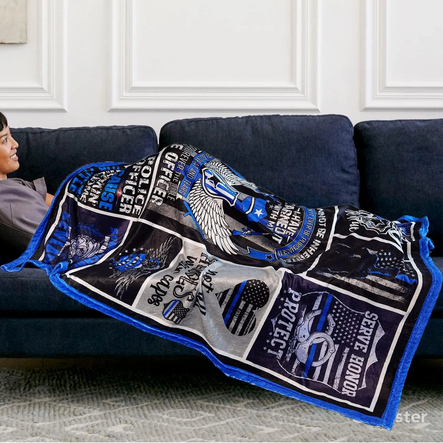Police Officer Gifts Birthday Gifts for Policeman Gift Ideas for Police Officer Dad Son Husband Boyfriend Ultra-Soft Flannel Plush Throw Blankets 50"x60"